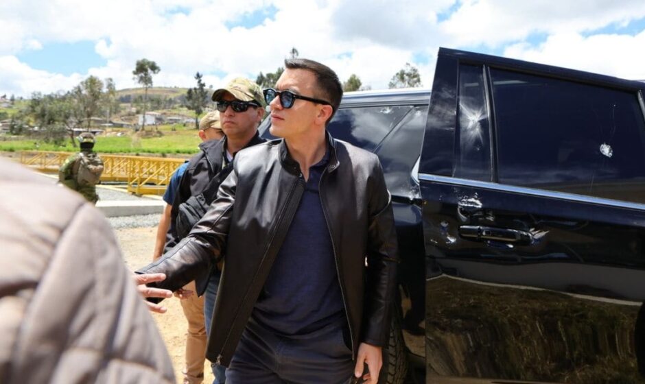"Noboa escapa a un atentado mortal: la caravana de campaña se convierte en escenario de violencia"